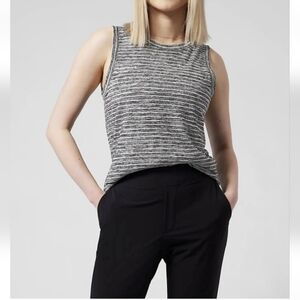 Athleta Breezy Tank Striped Size Large Gray Black And White
